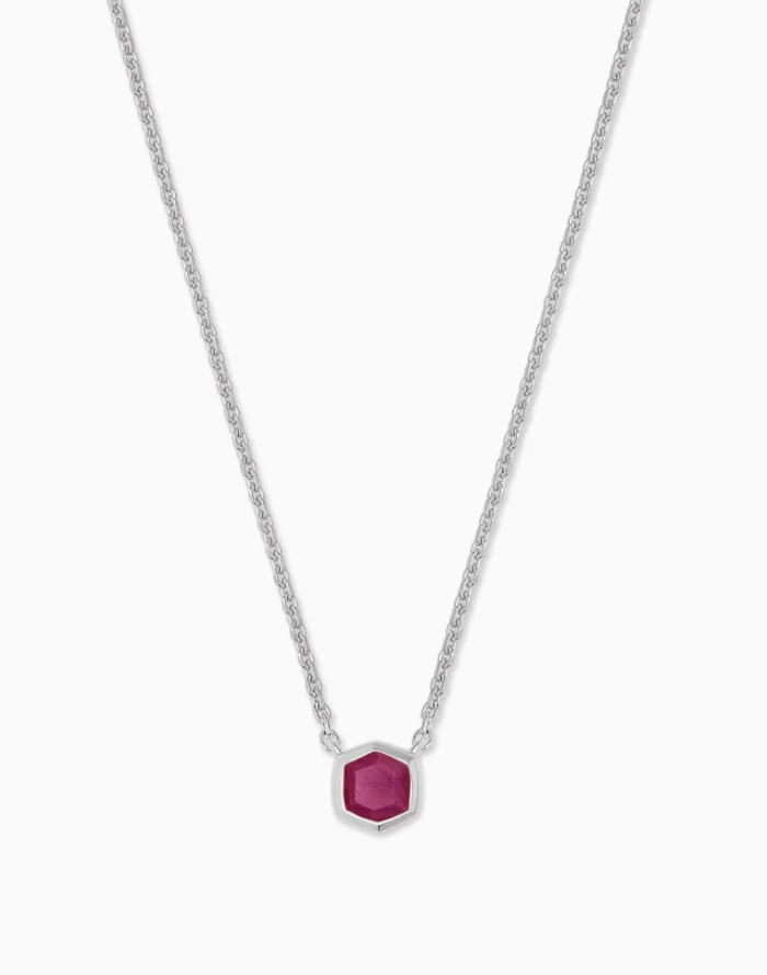 Davie Necklace in Sterling Silver Birthstone | Multiple Colors