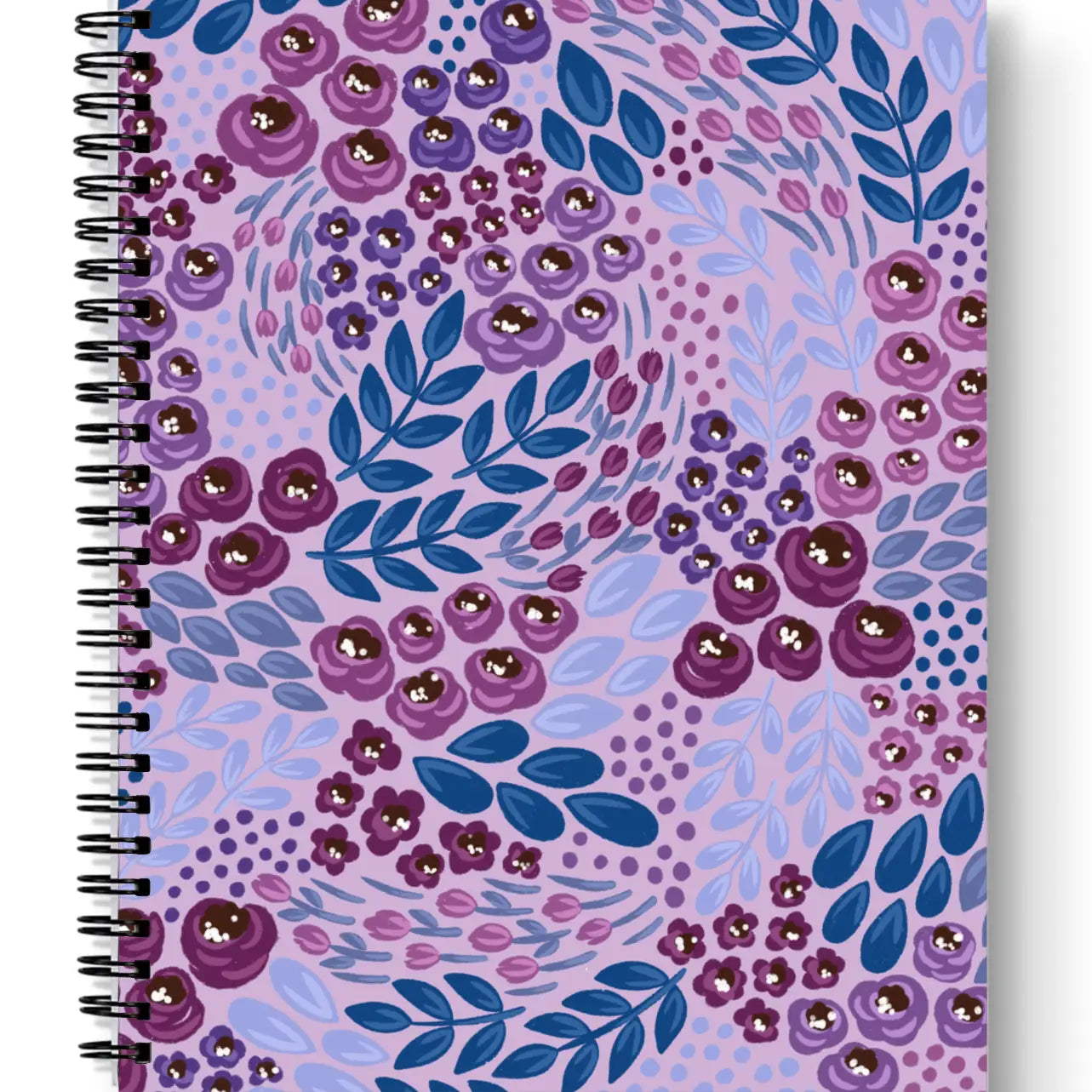 Load image into Gallery viewer, Purple Floral Lined Spiral Notebook
