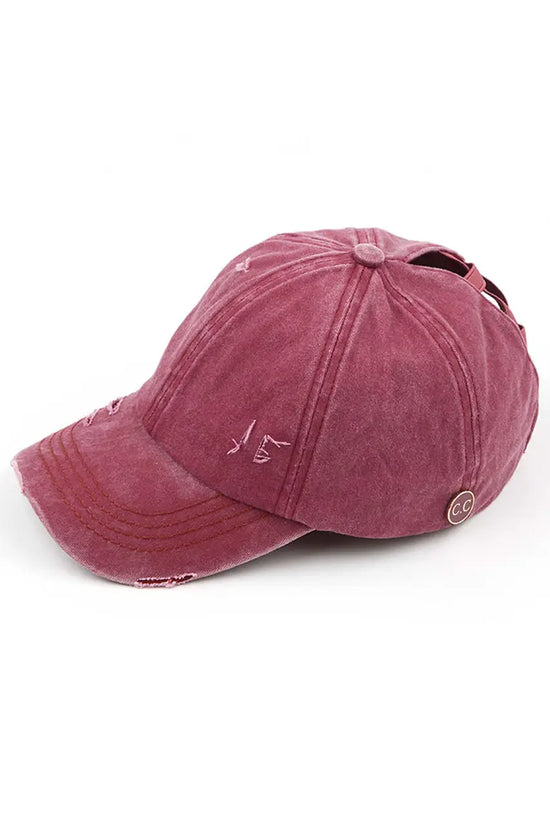 Load image into Gallery viewer, Washed Distressed C.C. Pony Cap
