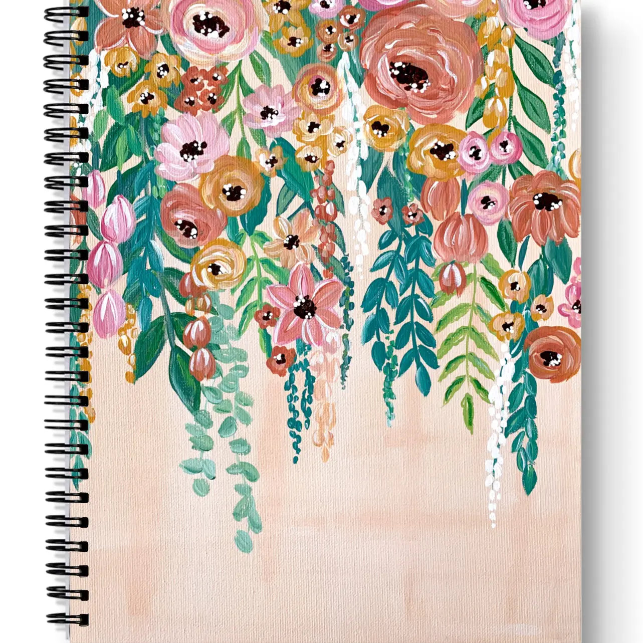 Hanging Florals Lined Spiral Notebook