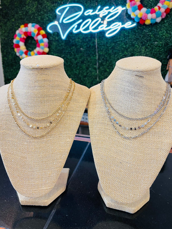 Disc & Chain Link Necklace Set | Multiple Colors