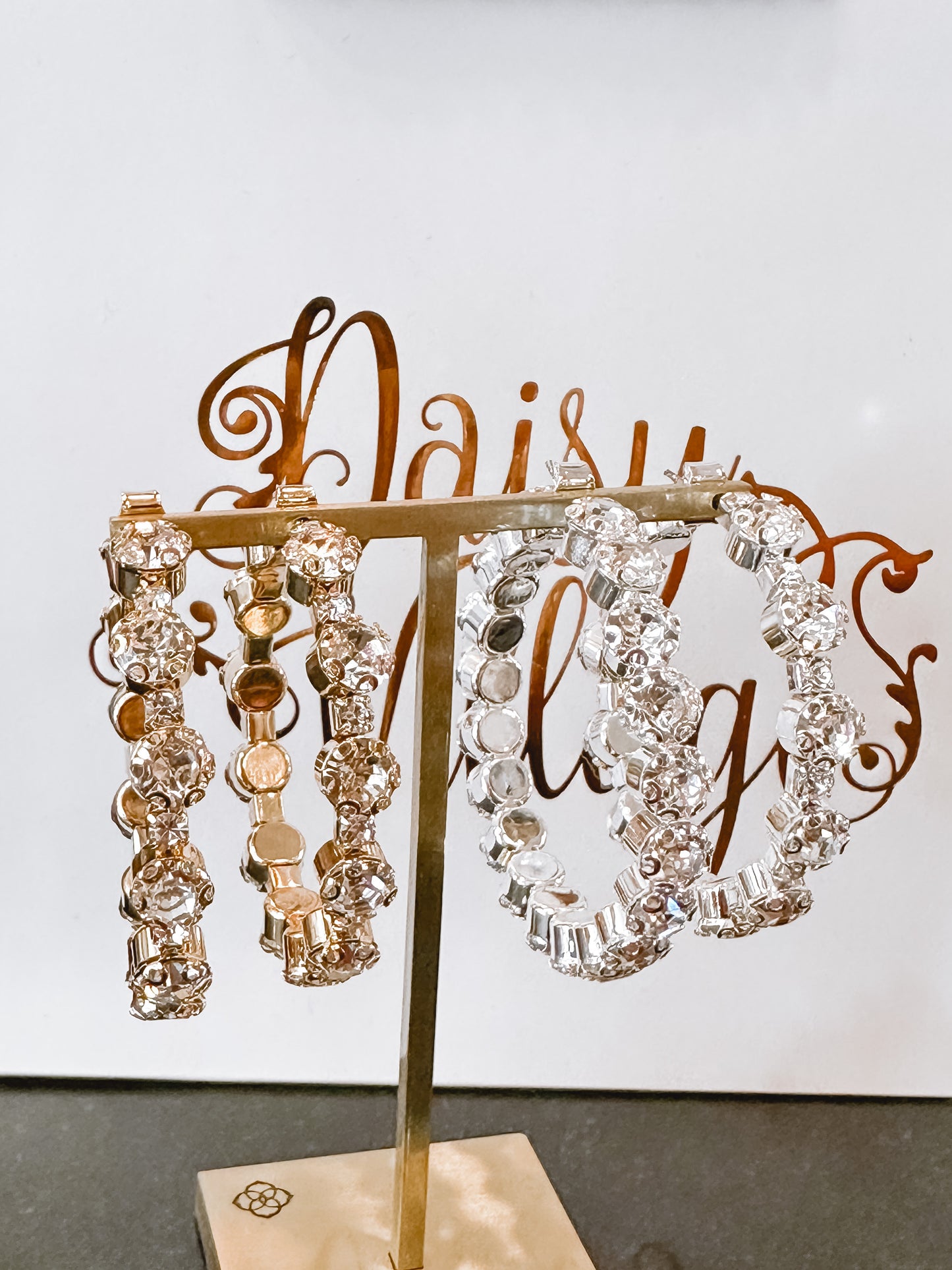 Crystal Stud Hoop Earrings | Multiple Colors