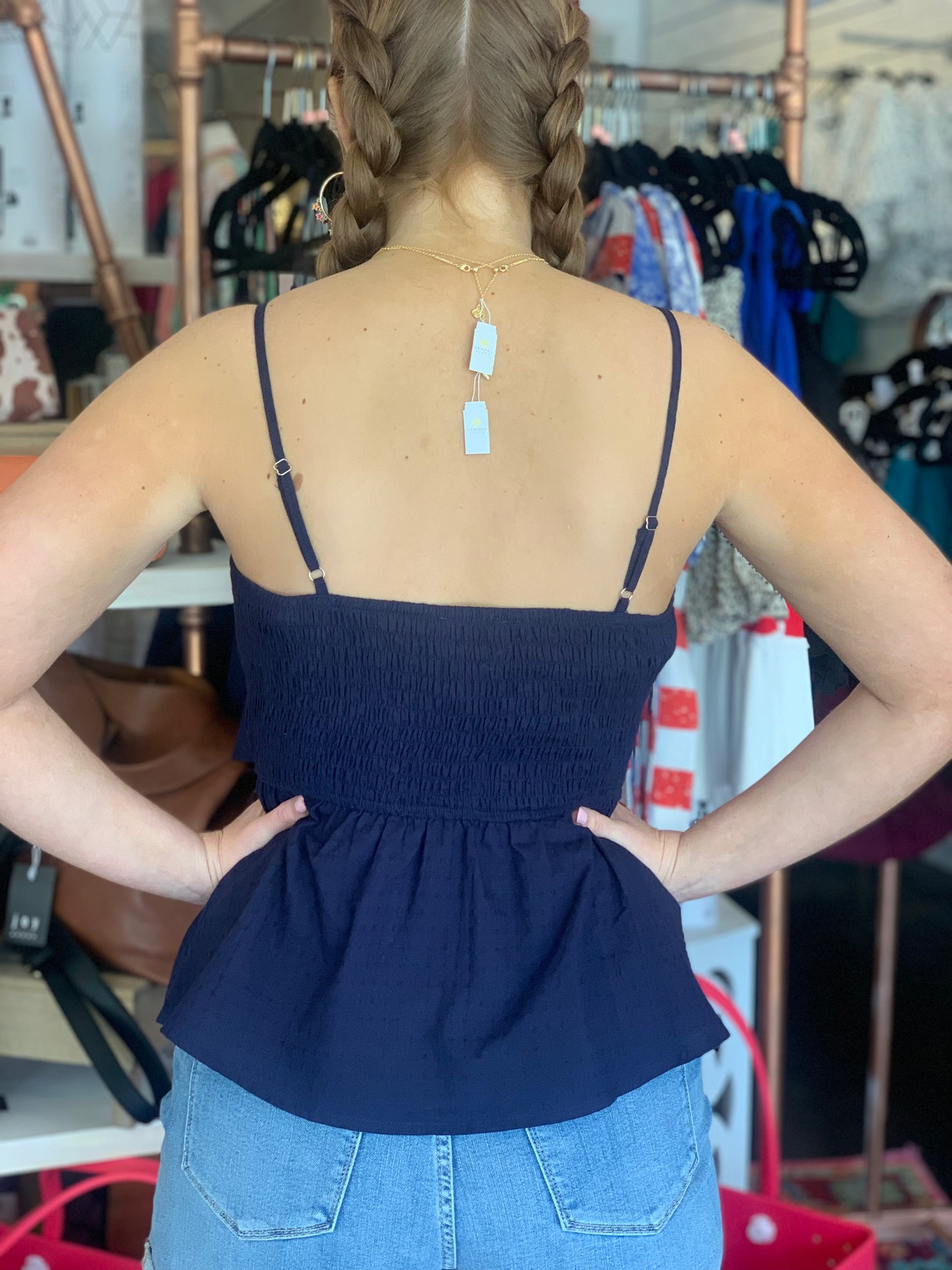 Sucker for Summer Smocked Navy Top