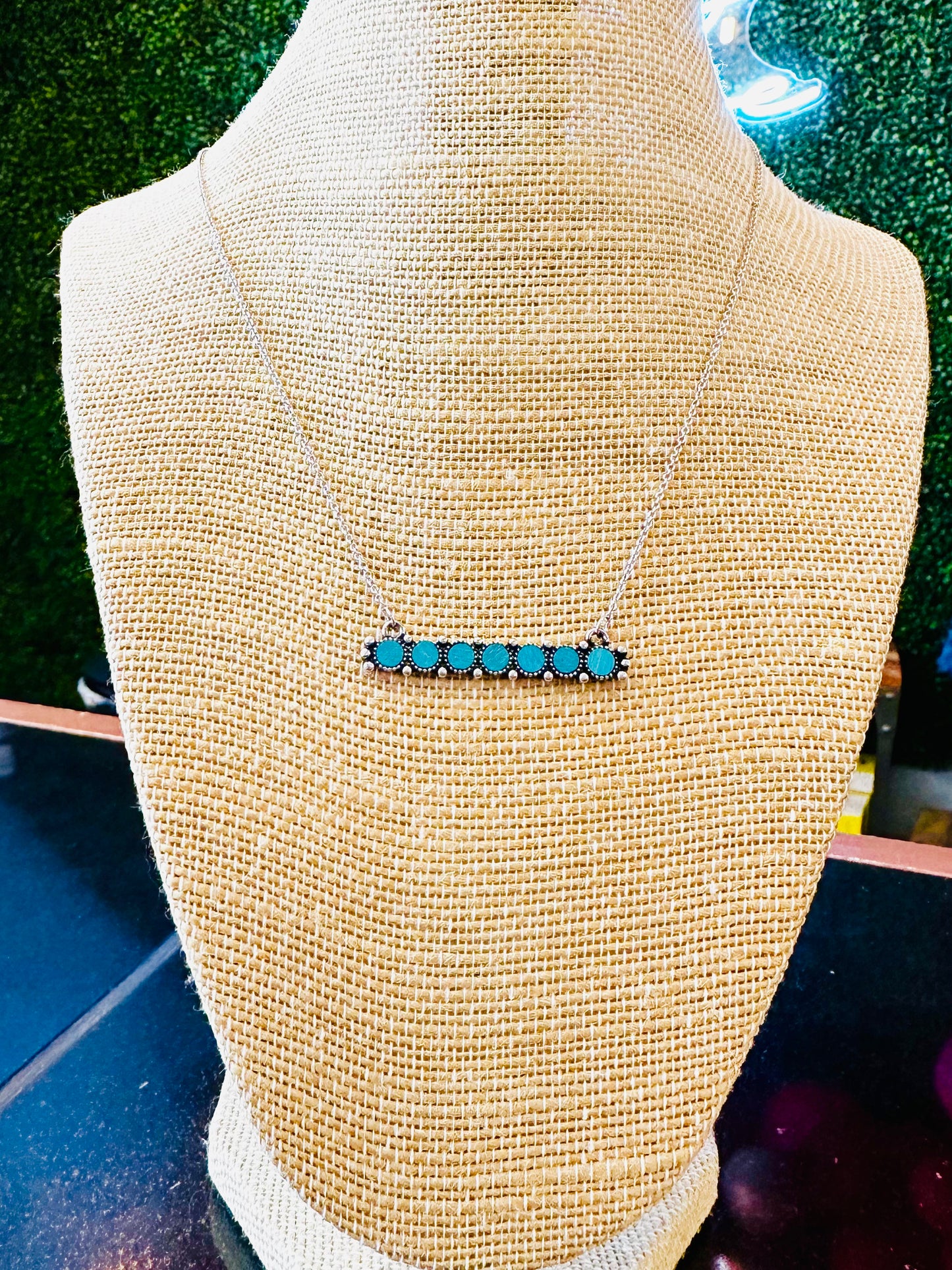 Turquoise Stone Bar Necklace