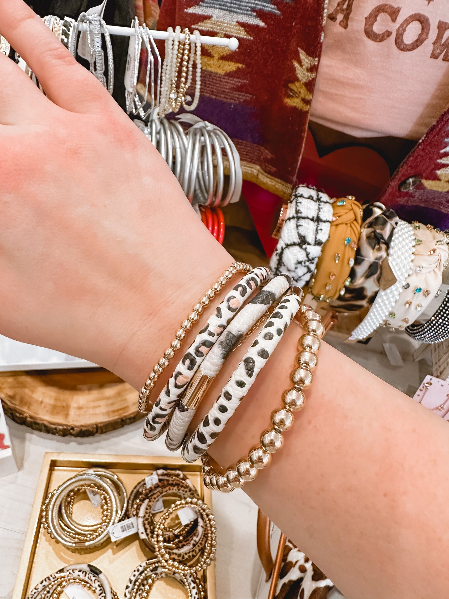 Bead & Leather 5 Piece Bracelet Set | Multiple Colors