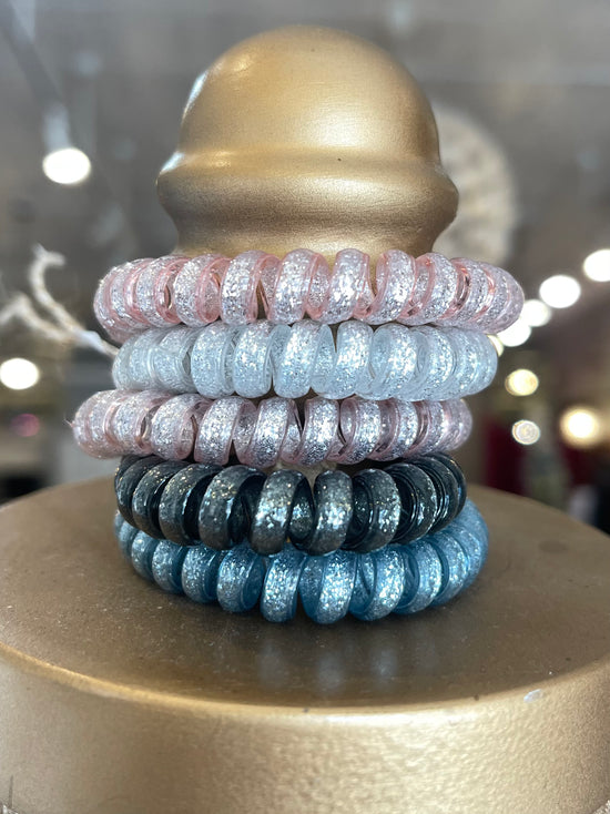 Hair Tie Coil 5 Piece Set | Glitter Mix