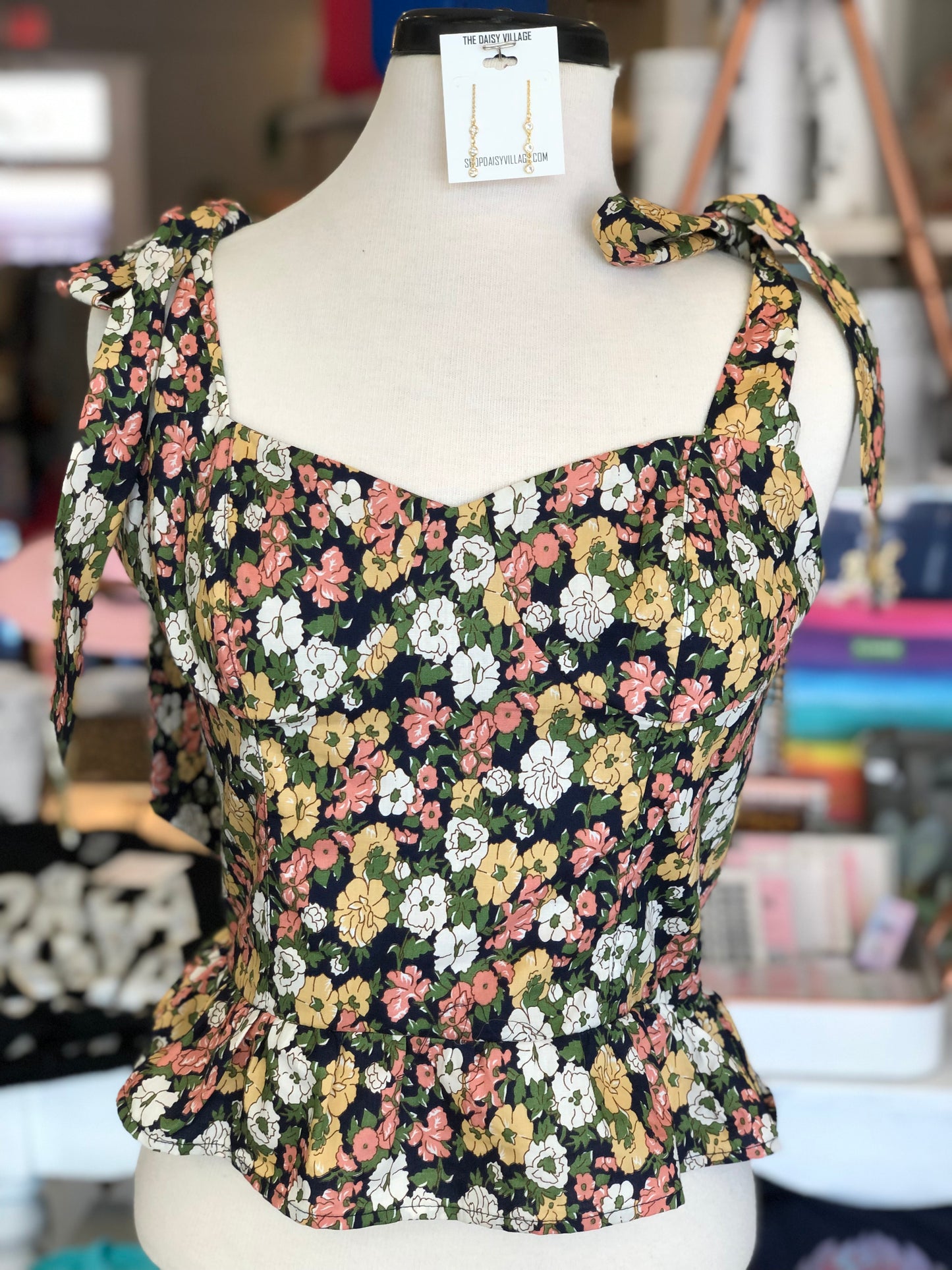 Wild Poppy Smocked Floral Navy Top