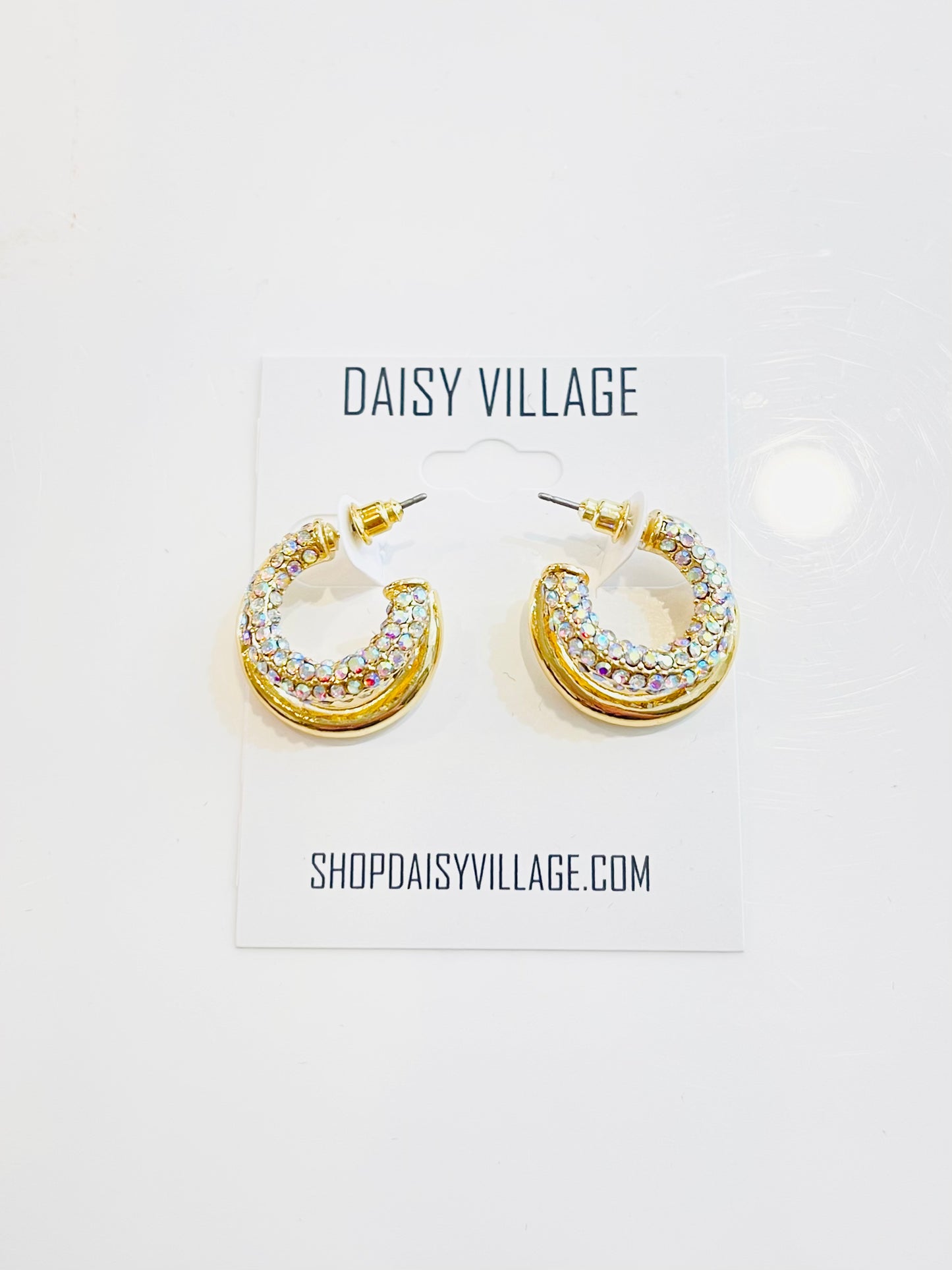 Double Crystal Huggie Earring
