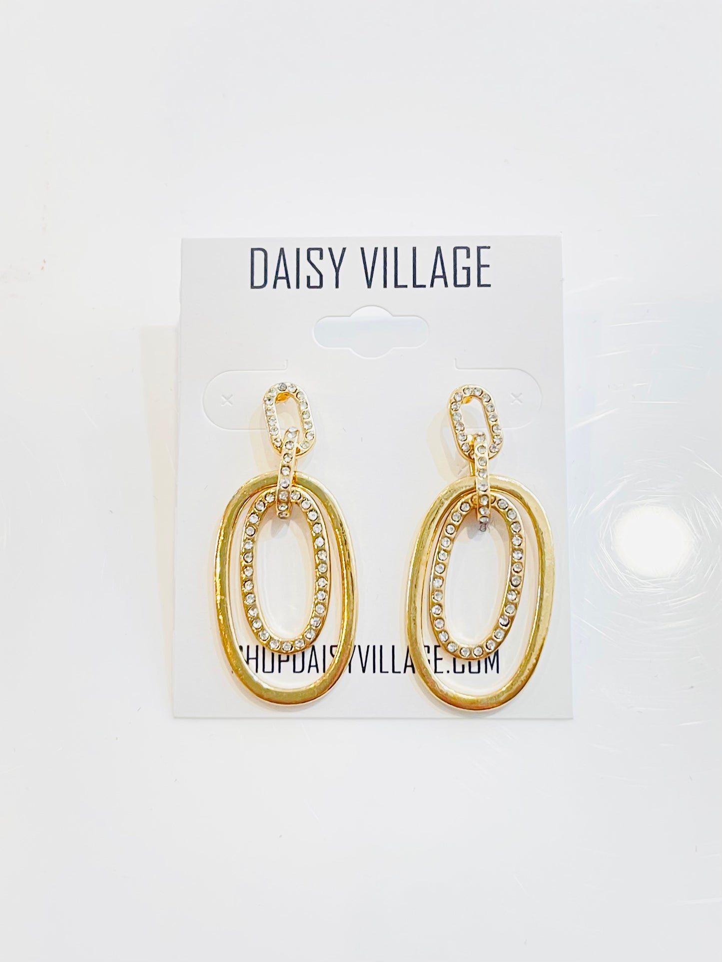 Double Oval Dangle Crystal Earring