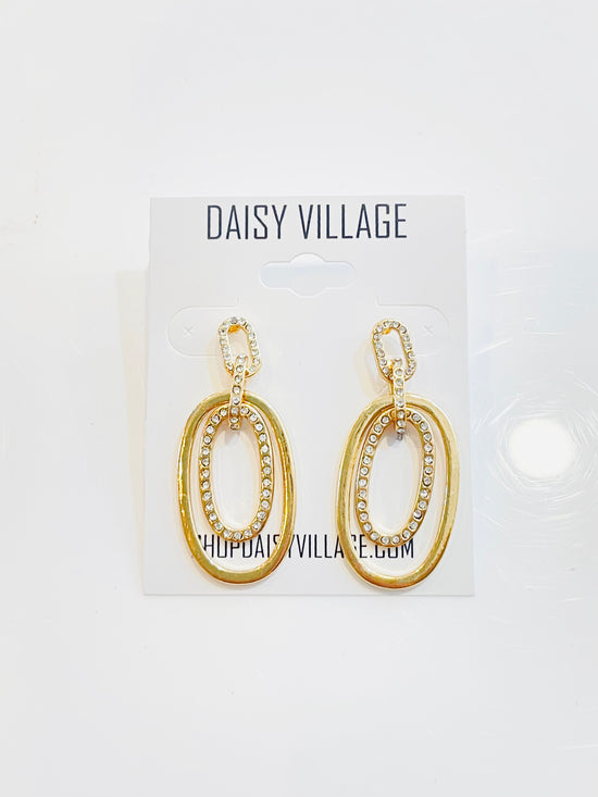 Double Oval Dangle Crystal Earring