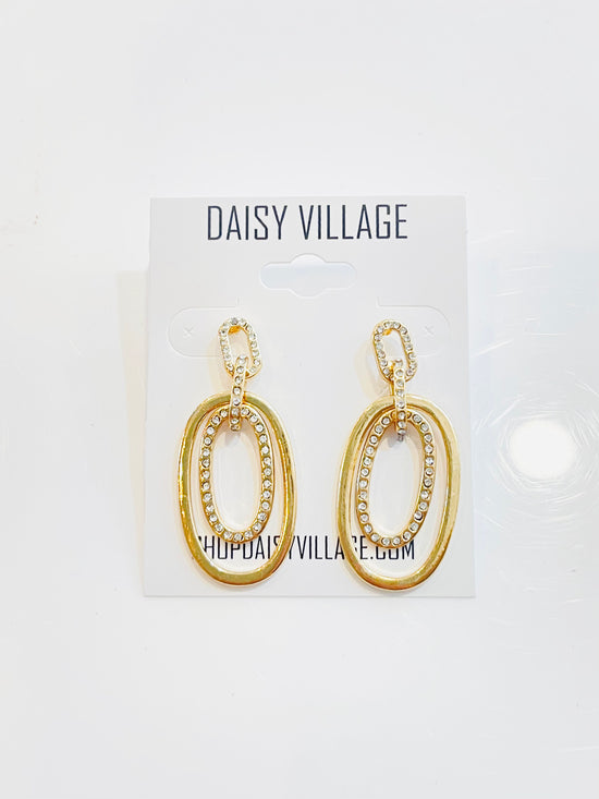 Load image into Gallery viewer, Double Oval Dangle Crystal Earring
